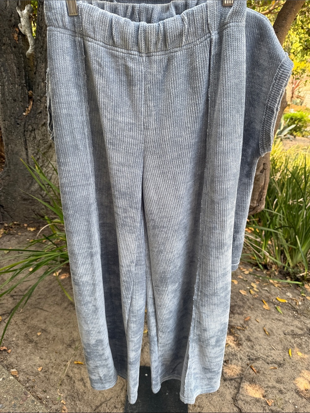 Umgee Women's Light Gray Corduroy Wide Leg Pants